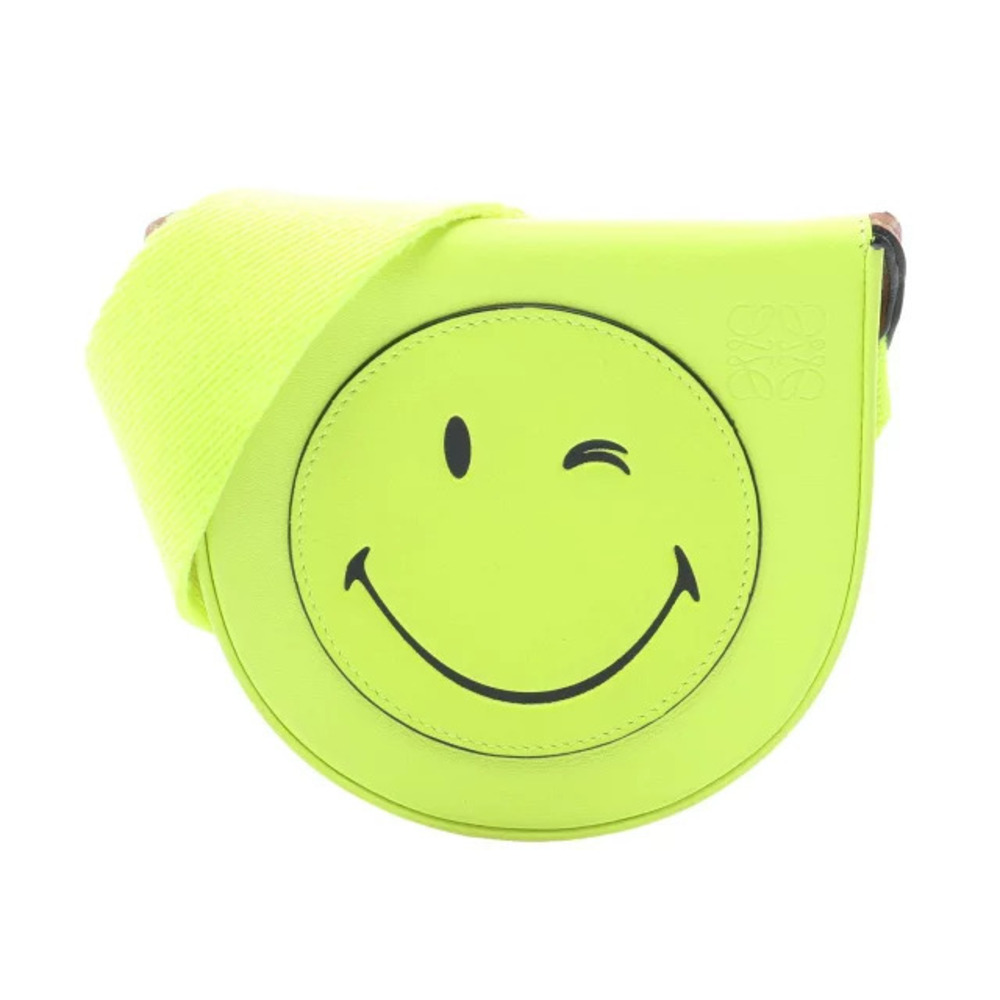Loewe Smiley World Heel Clutch Neon Shoulder Bag Leather Yellow